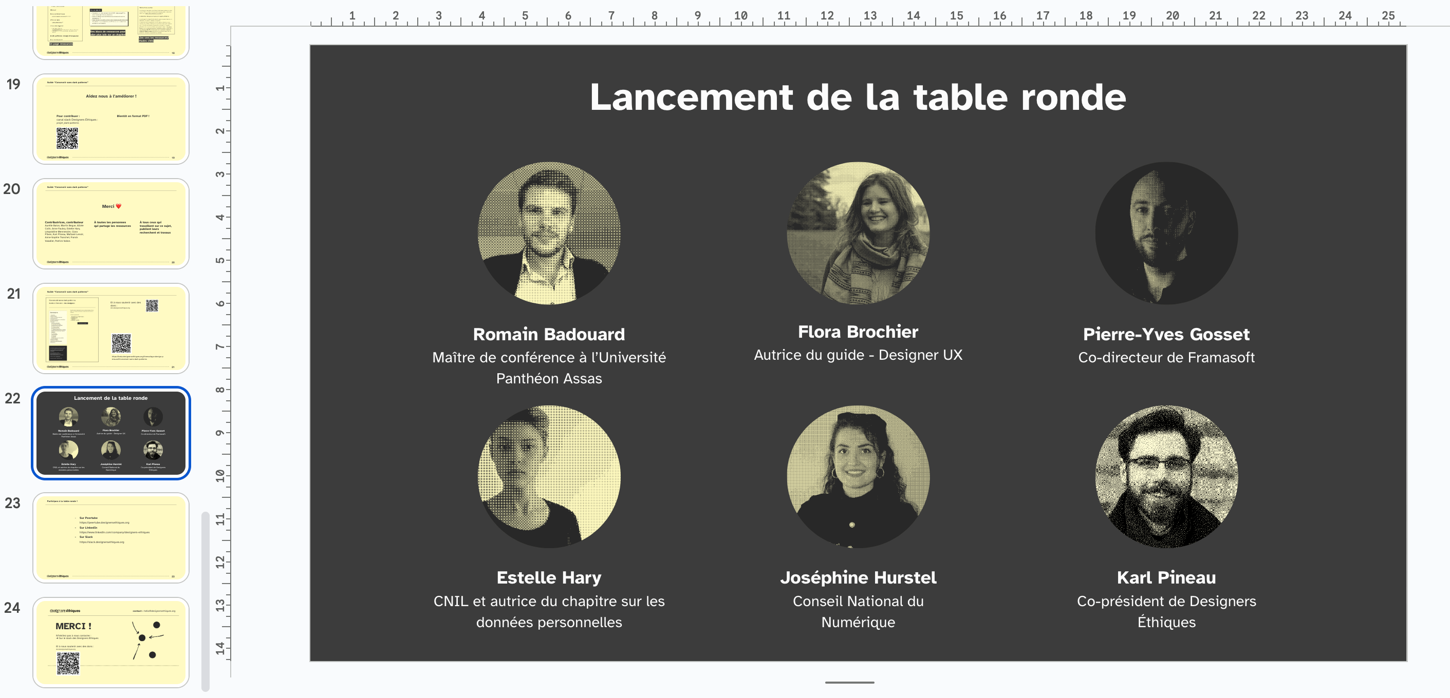 Apercu du support de présentation du guide lors de la table ronde