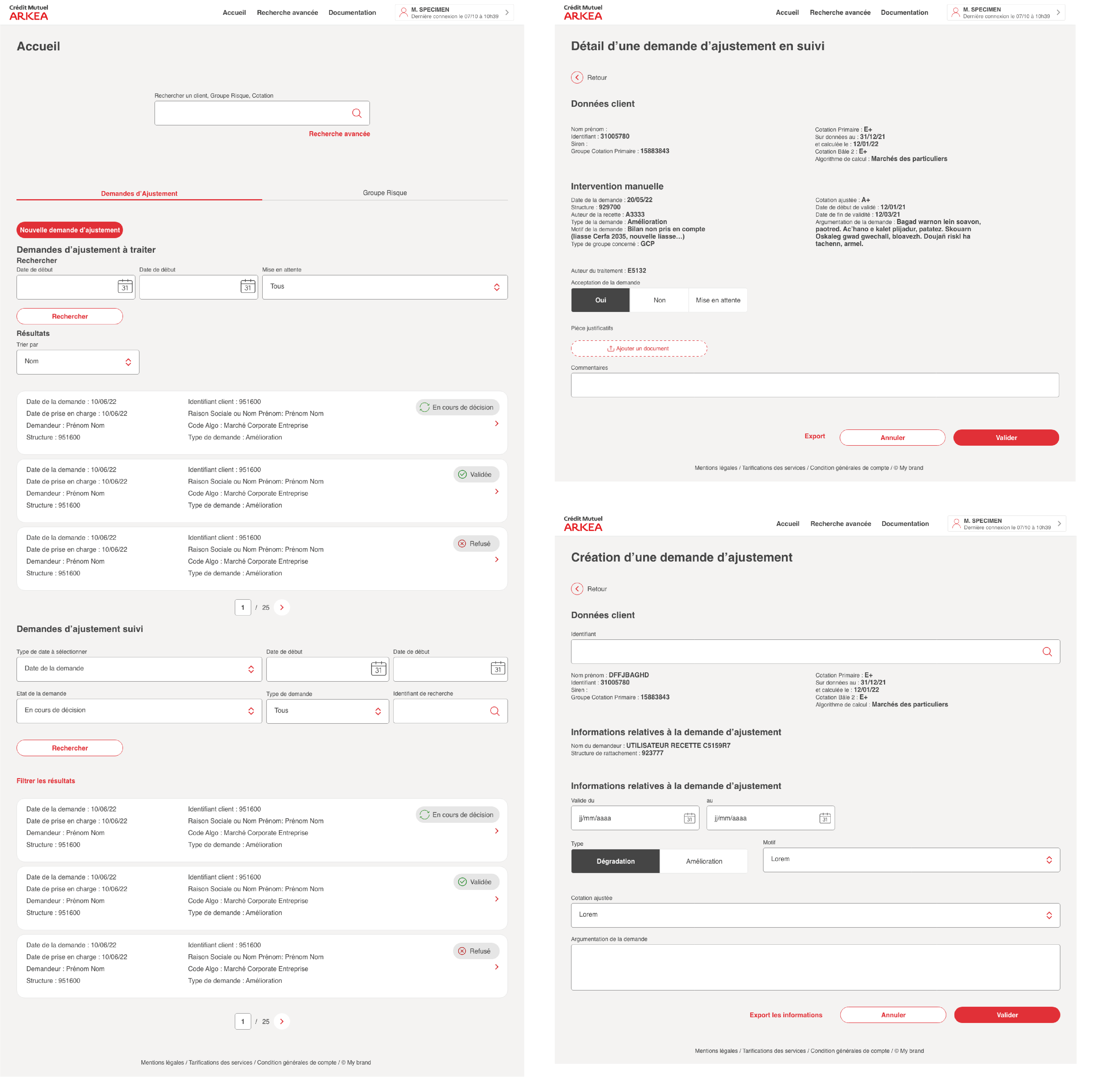 Zoom sur 3 wireframes